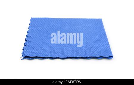 New blue glass cloth napkin isolated on white. Stock Photo