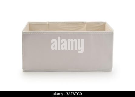 Textile folding storage opened box isolated on white. Stock Photo