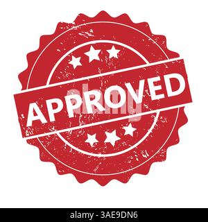 Red Rubber Stamp with "APPROVED" Text and Grunge Texture Isolated on White Background Stock Vector