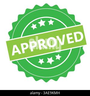 Green Approved Seal Badge – Vector Official Stamp with Stars and Jagged Edge Stock Vector