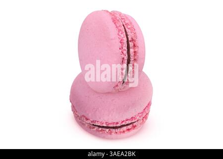 Pink macarons on isolated white background. Stock Photo