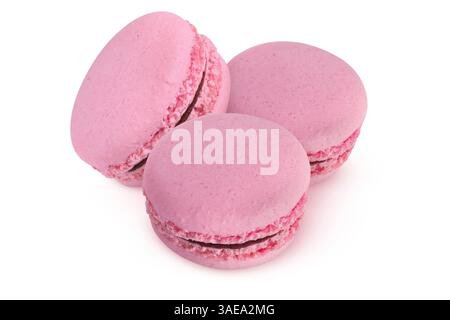Pink macarons on isolated white background. Stock Photo