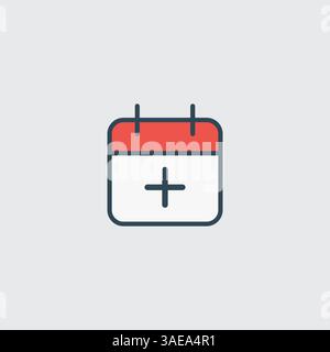 Minimalist Icon Depicting a Calendar with a Plus Sign Stock Vector