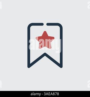 Bookmark Icon with a Star for Favorites or Saved Content Stock Vector