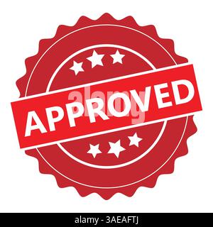 Red Circular Approval Stamp Vector Official Emblem Badge for Quality Assurance Validation Stock Vector