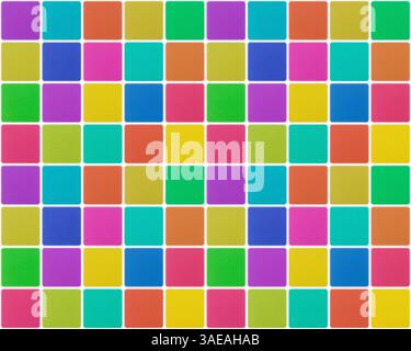 abstract seamless geometric pattern: multicolor rounded square textured tiles background Stock Photo