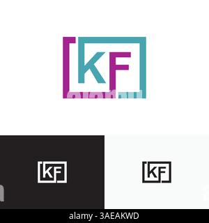 KF, FK Letter, initial logo design template vector Stock Vector