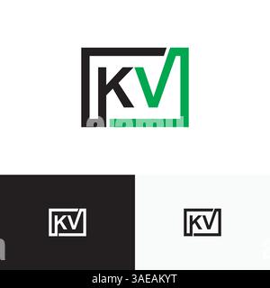 KV, VK Letter, initial logo design template vector Stock Vector