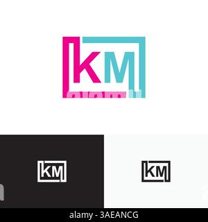 KM, MK Letter, initial logo design template vector Stock Vector