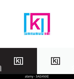 KI, IK Letter, initial logo design template vector Stock Vector