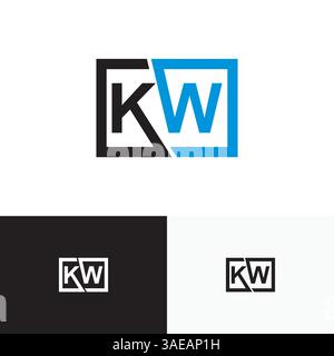 KW, WK Letter, initial logo design template vector Stock Vector