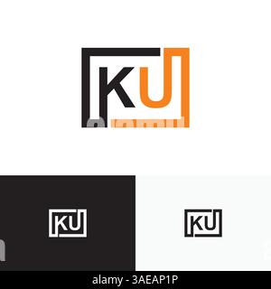 KU, UK Letter, initial logo design template vector Stock Vector