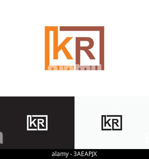KR, RK Letter, initial logo design template vector Stock Vector