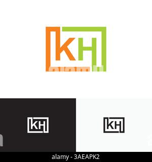 KH, HK Letter, initial logo design template vector Stock Vector