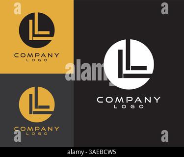 LL, L letter, initial logo design letter with circle shape Stock Vector