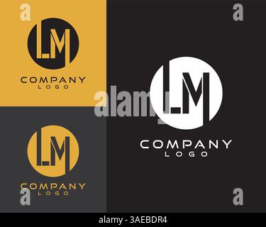 LM, ML letter, initial logo design letter with circle shape Stock Vector