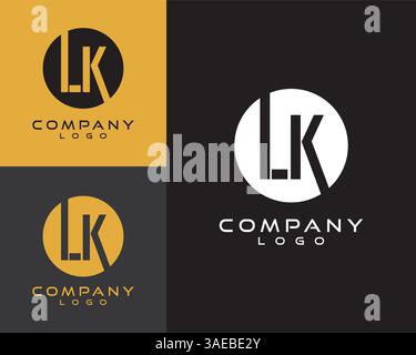 LK, KL letter, initial logo design letter with circle shape Stock Vector