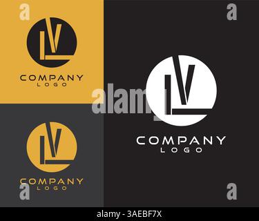LV, VL letter, initial logo design letter with circle shape Stock Vector