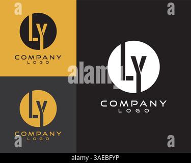 LY, YL letter, initial logo design letter with circle shape Stock Vector