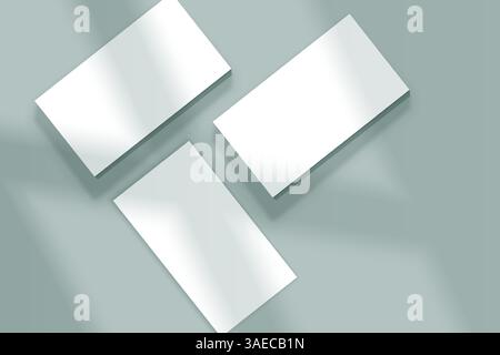 Realistic business cards template with shadows. Branding identity or advertise presentation. Blank vector rectangle paper Stock Vector