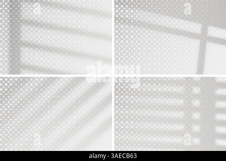 Overlay window effect on transparent background. Set of four scenes of natural lighting. Minimalistic vector window frames blurred banner mockup Stock Vector