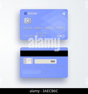 Realistic plastic credit card. Bank card with chip. Shopping discount plastic card. Vector template card for finance Stock Vector