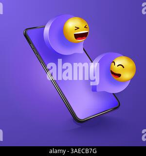 Chatting on phone. Social media communication, networking, chatting, messaging. Message speech vector illustration. Online chat concept. Messages with Stock Vector