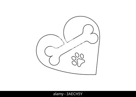Dog bone single line art simple design vector graphic illustration Stock Vector