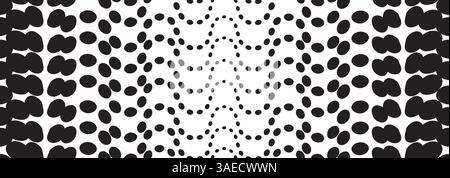 Dotted pattern texture, circle polkadot background. Wavy ripple white texture. Artistic wavy black abstract seamless pattern Stock Vector