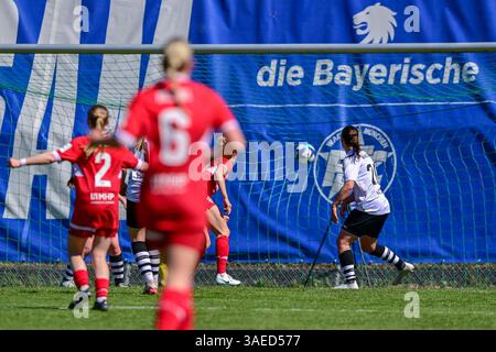 Jana Beuschlein (Stuttgart, 20) erzielt das Tor zum 0:1, Torschütze, scores the goal, Tor, Goal, Torerfolg, Action, Aktion, 06.04.2025, München (Deutschland), Fussball, Frauen Regionalliga Süd, FFC Wacker München - VfB Stuttgart Stock Photo