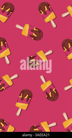 Ice cream pattern on pink background. Creative concept Stock Vector