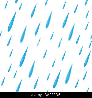 Vector Seamless Blue Rain Drops Pattern on White Background. Stock Vector
