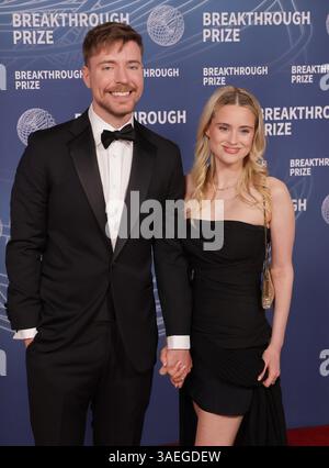 Thea Booysen and MrBeast attend the 2025 MTV Video Music Awards at UBS