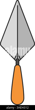 Metal construction trowel used for drywall, plaster, concrete and more in modern vector style Stock Vector