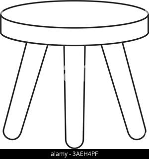 Simple wooden three legged stool in outline vector Stock Vector