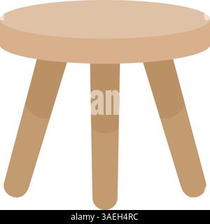 Simple wooden three legged stool in vector Stock Vector