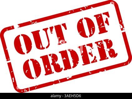 Out of order red rubber stamp vector isolated with texture Stock Vector