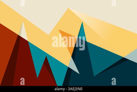 Mountains flat color illustration Abstract simple landscape Colorful hills Stock Vector