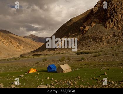 Tents in the river bed landscape of the Orkhon river, UNESCO World ...