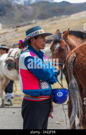 Peruvian Ride Horseback rider on the Inca Trail in Peru Stock Photo - Alamy