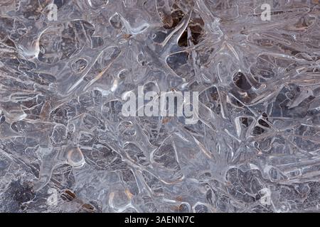 Ice patterns on the bank of the Potomac river, Maryland Stock Photo
