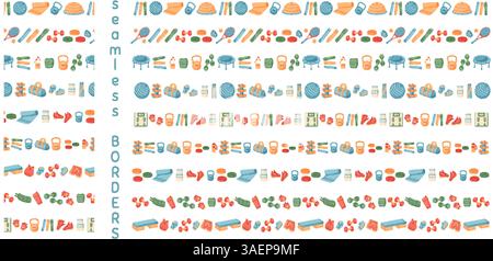Seamless Flat Sport Equipment Border Pattern Stock Vector