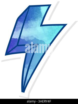 hand drawn thunder doodle in sticker style Stock Vector
