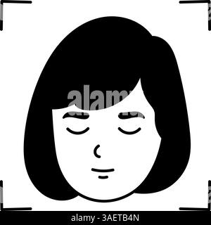 Face recognition concept black hand drawn icon Stock Vector