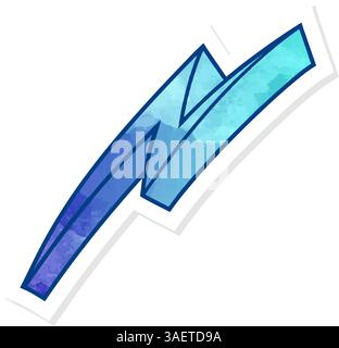 hand drawn thunder doodle in sticker style Stock Vector