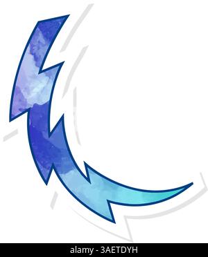 hand drawn thunder doodle in sticker style Stock Vector