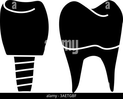 Denture false teeth black hand drawn icon Stock Vector