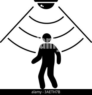 Motion sensor black hand drawn icon Stock Vector