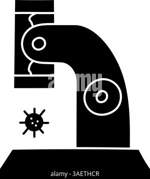 Virus under microscope black hand drawn icon Stock Vector