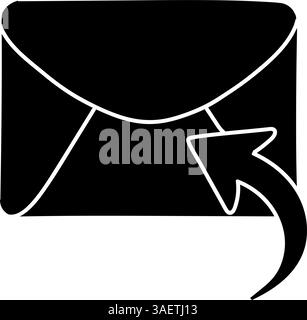 Reply email black hand drawn icon Stock Vector